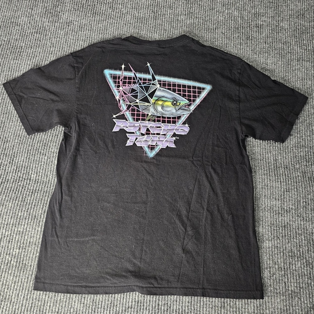 Psycho Tuna Shirt Mens LARGE Black Retro Shark Fish Graphic Tee Surf Ocean